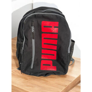 PUMA Wanderer Backpack, Black/Red, gray adjustable straps unisex BTS gym bag
